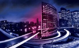 368x254 City (New York By Night Purple Pink) - Grad NY - 3D fototapeta zidni mural foto tapeta