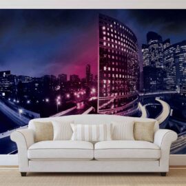 368x254 City (New York By Night Purple Pink) - Grad NY - 3D fototapeta zidni mural foto tapeta