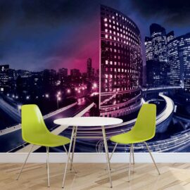 368x254 City (New York By Night Purple Pink) - Grad NY - 3D fototapeta zidni mural foto tapeta