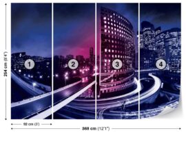 368x254 City (New York By Night Purple Pink) - Grad NY - 3D fototapeta zidni mural foto tapeta