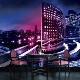 368x254 City (New York By Night Purple Pink) - Grad NY - 3D fototapeta zidni mural foto tapeta