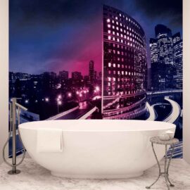 368x254 City (New York By Night Purple Pink) - Grad NY - 3D fototapeta zidni mural foto tapeta