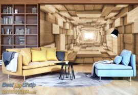 Soggiorno 368x254 Abstraction (Wooden Boxes Tunnel) - Drveni zid - Tunel - 3D fototapeta zidni mural foto tapeta