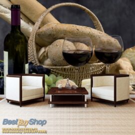 254x184 Food (Bread and wine breakfast) - Hleb-Vino-Grožđe-Trpeza - 3D fototapeta zidni mural foto tapeta