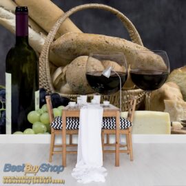 254x184 Food (Bread and wine breakfast) - Hleb-Vino-Grožđe-Trpeza - 3D fototapeta zidni mural foto tapeta