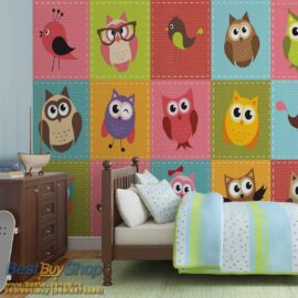 1035p8-3 sova ptica decija decja fototapeta foto tapeta 3d tapete fototapet 368x254 Kids (Colourful Owls) - Sova - Ptice - Dečija soba - 3D fototapeta zidni mural foto tapeta