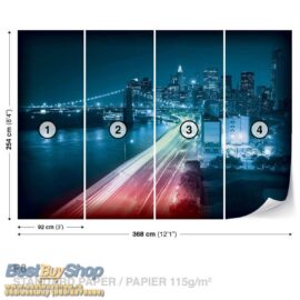 368x254 City (New York Brooklyn Bridge Night Colors) - New York - Most - Grad - 3D fototapeta zidni mural foto tapeta