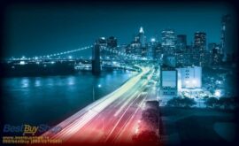 368x254 City (New York Brooklyn Bridge Night Colors) - New York - Most - Grad - 3D fototapeta zidni mural foto tapeta