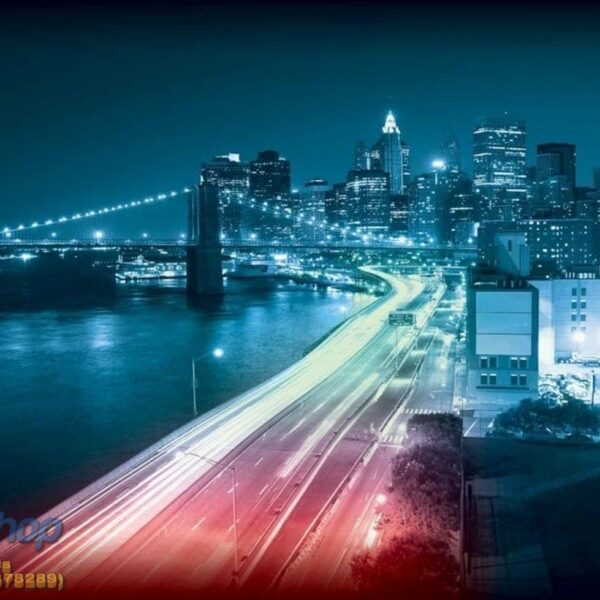 205P8 New York Brooklyn bridge night colors