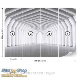 368x254 Abstraction (Gray White Tunnel Exit) - Tunel - Apstrakcija - 3D fototapeta zidni mural foto tapeta