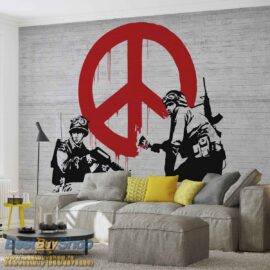 368x254 Graffiti Banksy Peace Soldiers - Zidni grafiti - Vojnici - 3D fototapeta zidni mural foto tapeta