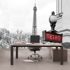 368x254 City (Paris Eiffel Tower Red Metro) - Pariz - Ajfelov toranj - Francuska - 3D fototapeta zidni mural foto tapeta