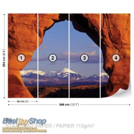 8-002P8-1 planina priroda kamen fototapeta foto tapeta 3d tapete fototapet 368x254 Nature (Mountain Rocks Window) - Planinski vrh - Sneg - 3D fototapeta zidni mural foto tapeta