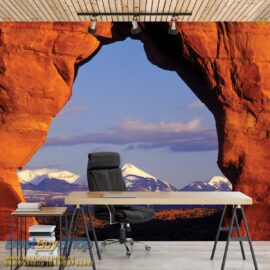 8-002P8-4 planina priroda kamen fototapeta foto tapeta 3d tapete fototapet 368x254 Nature (Mountain Rocks Window) - Planinski vrh - Sneg - 3D fototapeta zidni mural foto tapeta