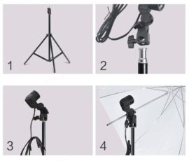 Foto kišobran beli 110cm sa stalkom 240cm